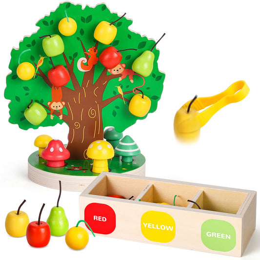 Woodtoe Apple Tree Picking: engaging wooden magnets to boost fine motor skills
