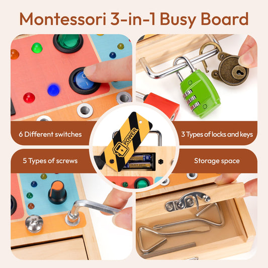 Woodtoe Busy Board screwdriver tools build practical life skills through exploration