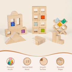 Woodtoe color recognition blocks encourage early math and pattern exploration.