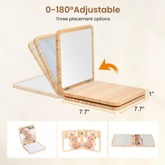 Woodtoe dual-mirror design broadens baby's field of view during play.