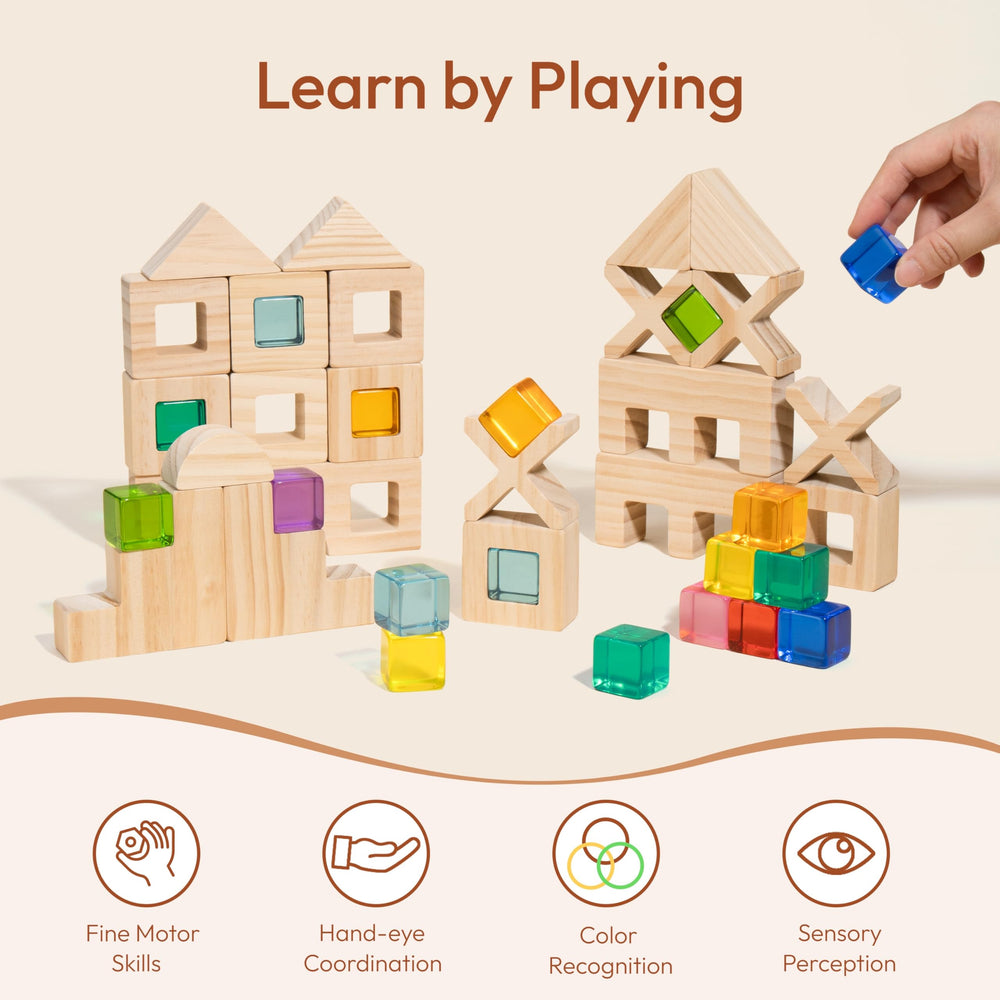 Woodtoe blocks support imaginative play at home or in class.