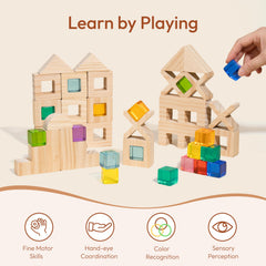 Woodtoe blocks support imaginative play at home or in class.
