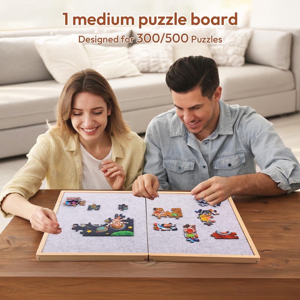 Woodtoe portable travel puzzle board for vacations and on-the-go fun.