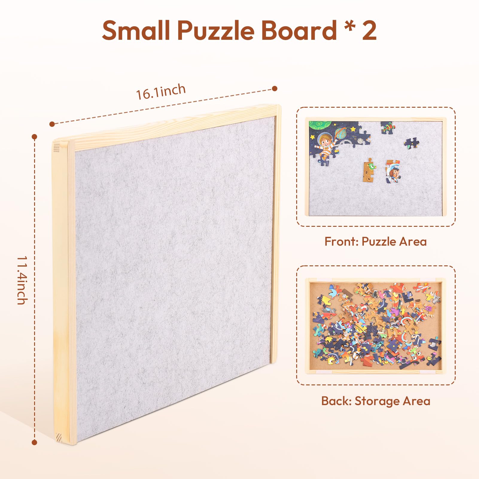 Woodtoe puzzle board offers 100-piece layout for focused solo puzzling.