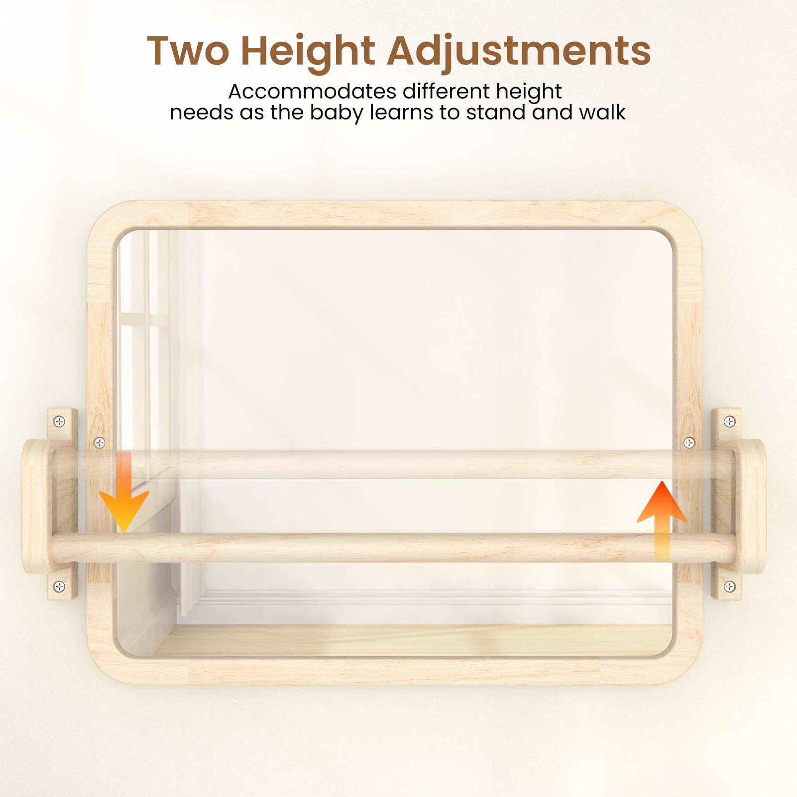 Woodtoe shatterproof mirror close-up emphasizing safety