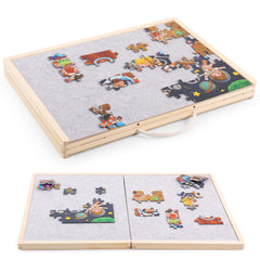 Woodtoe small puzzle board with Velcro two-sizes setup for flexible puzzle sessions.