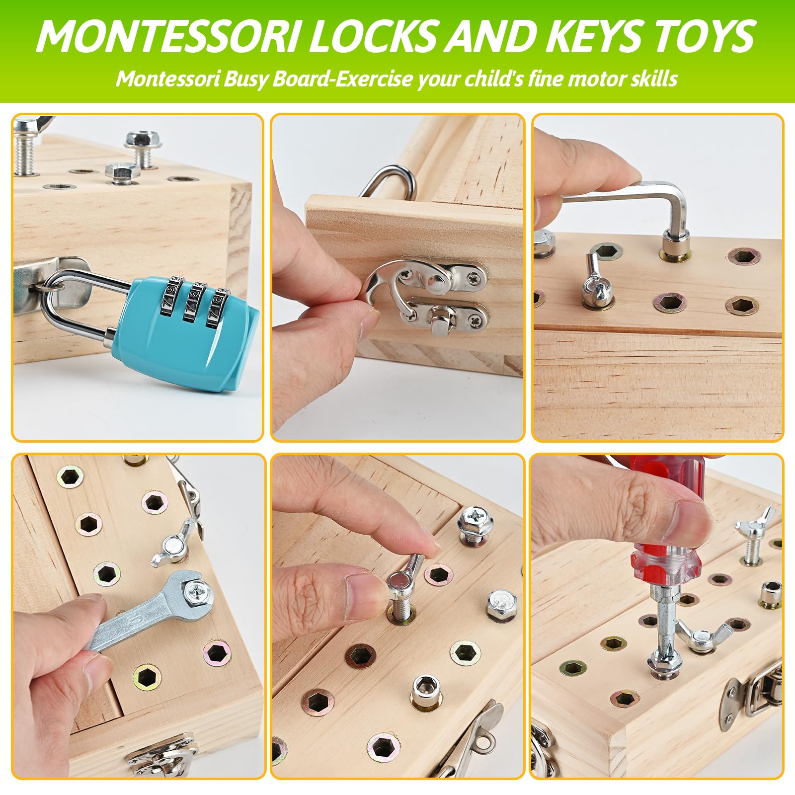 WoodTrove screwdriver board tools with hex wrench for dexterity practice