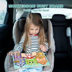 WoodTrove sensory busy board in use promotes coordination and tactile exploration