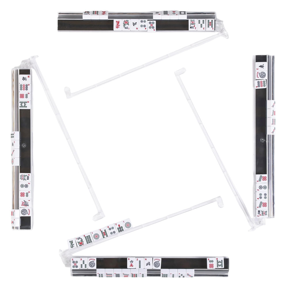 WOOIIROM Mahjong racks with pushers showing anti-slip strip for stable, confident play.