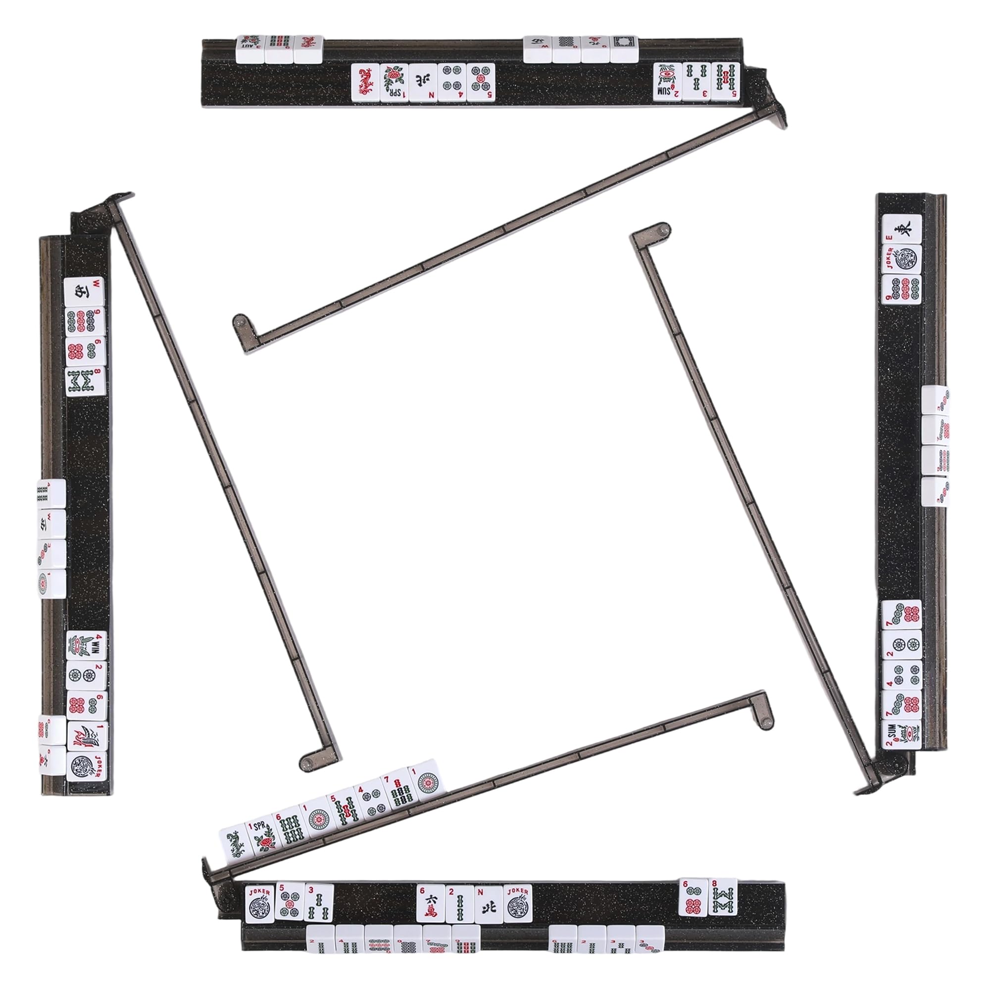 WOOIIROM mahjong racks with pushers show anti-slip stability for quick, precise gameplay.