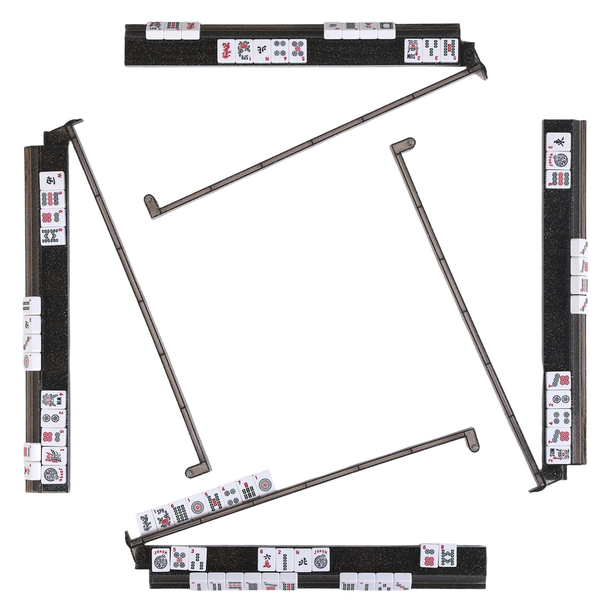 WOOIIROM mahjong racks with pushers show anti-slip stability for quick, precise gameplay.