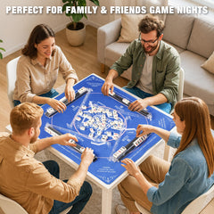 Gift-ready WOOIIROM mahjong rack set for enthusiasts.
