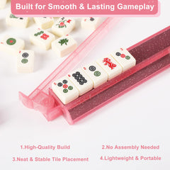 WOOIIROM universal-fit racks adapt to most American and traditional mahjong sets.