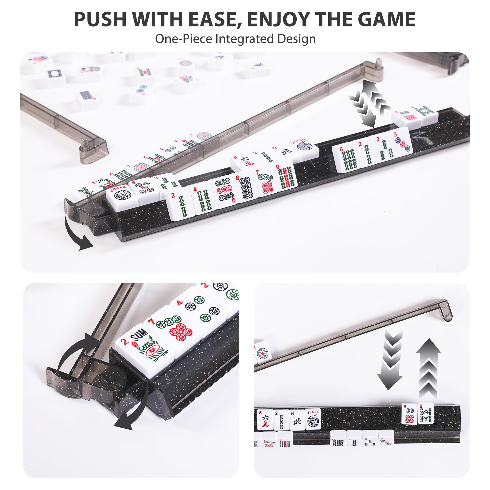 WOOIIROM portable mahjong racks offer compact design for easy transport.