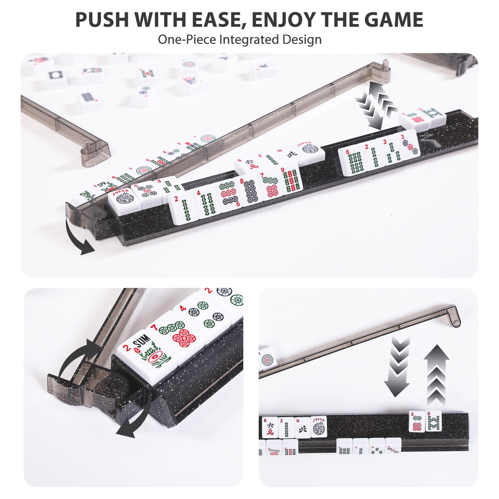 WOOIIROM portable mahjong racks offer compact design for easy transport.