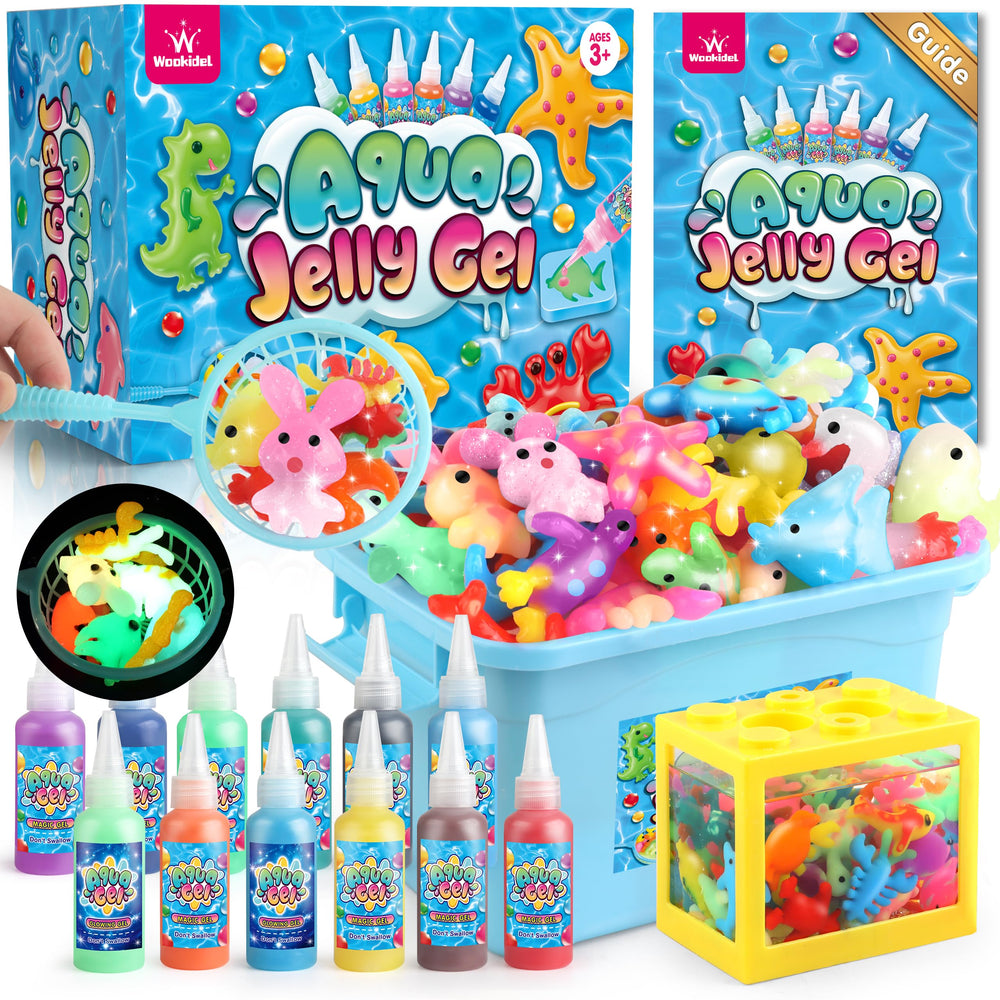 Wookidel Aqua Fairy Water Gel Kit cover shows colorful ocean gels for creative play