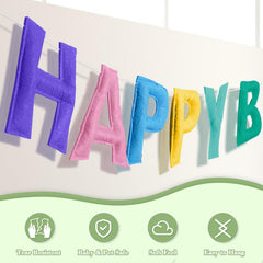 Woonnuk felt ball garland adds texture and color to a party backdrop.