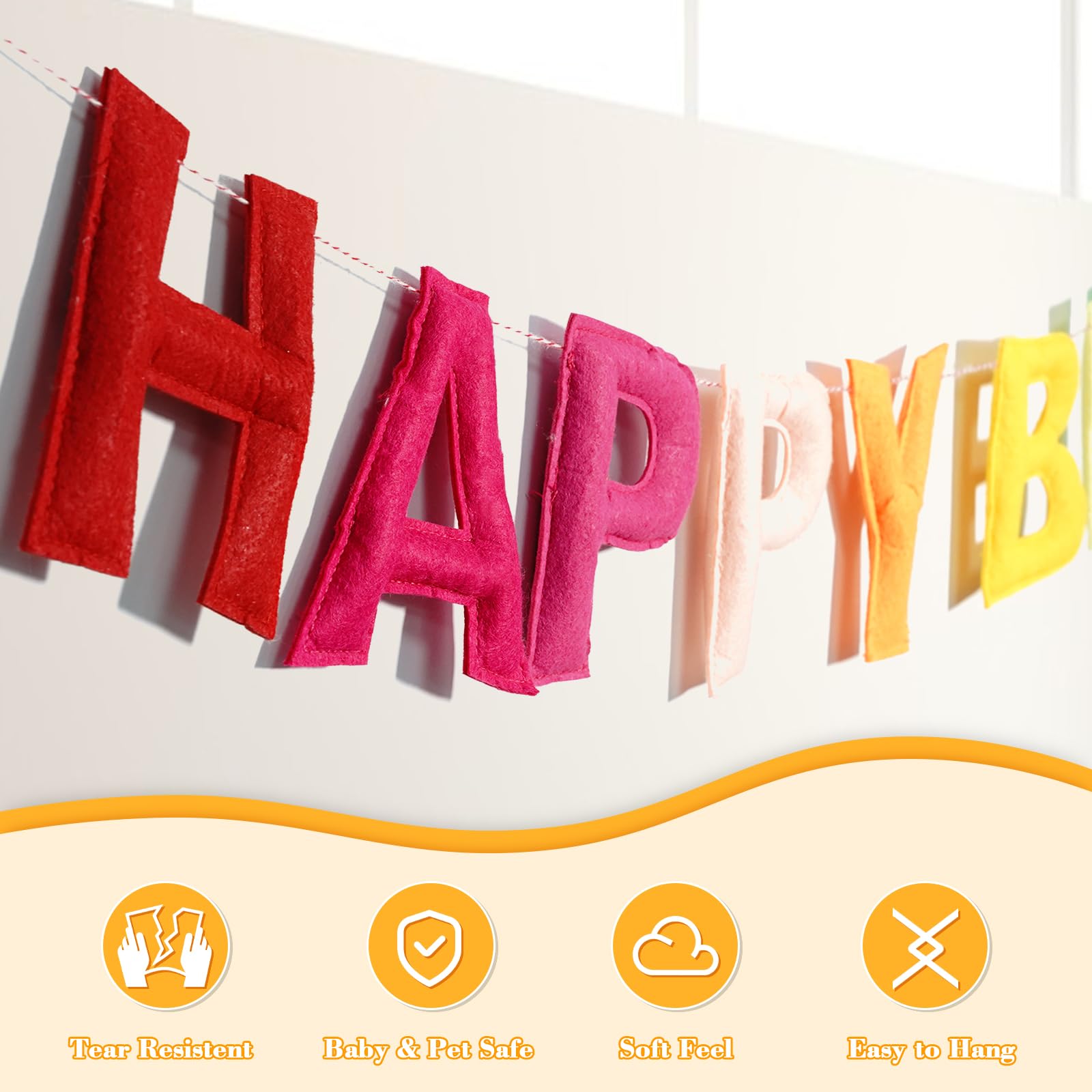 Woonnuk Felt Ball Garland provides soft texture and festive movement for decor.