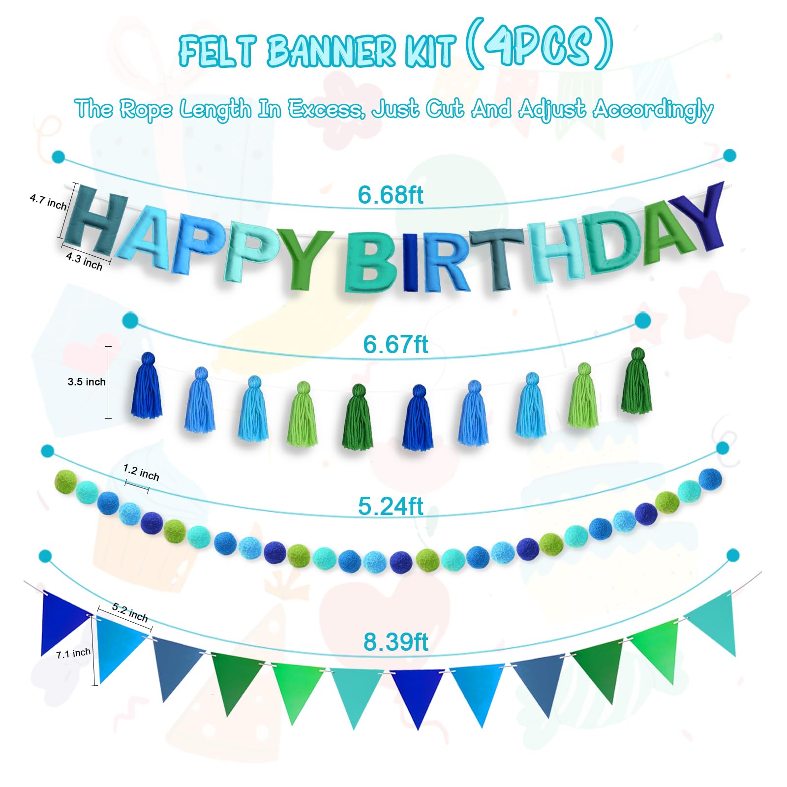 Woonnuk Happy Birthday sign features 3D cotton-filled letters for depth