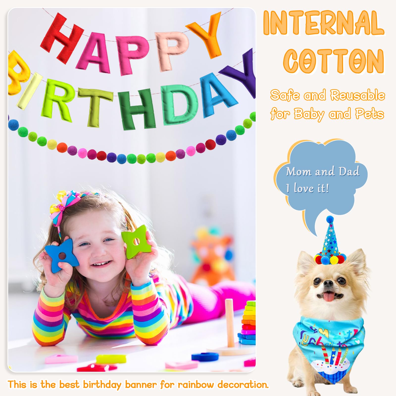 Woonnuk photo backdrop with rainbow decor enhances celebration memories.