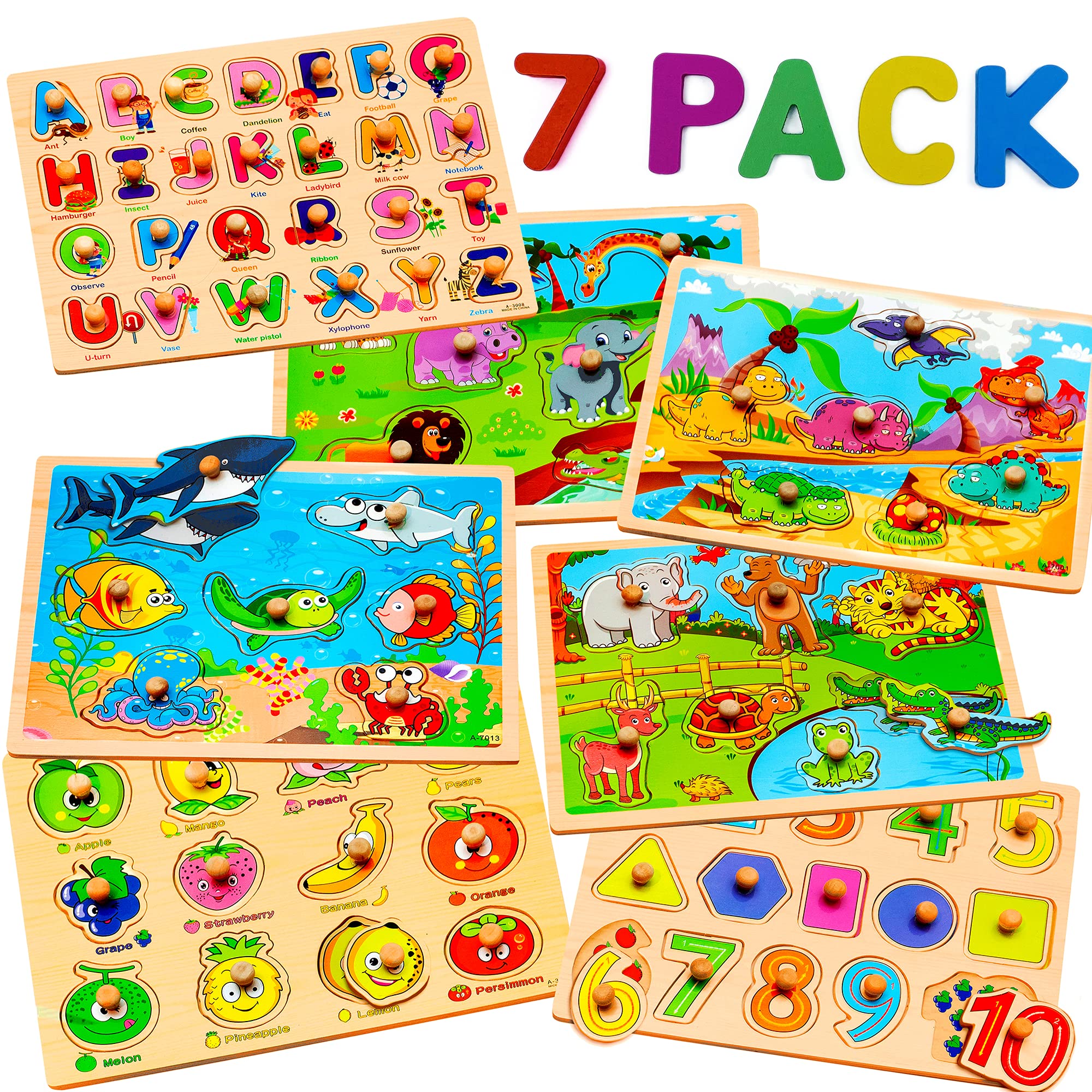 WOOODLIFY seven-pack wooden puzzles for toddlers encouraging hands-on play and problem solving