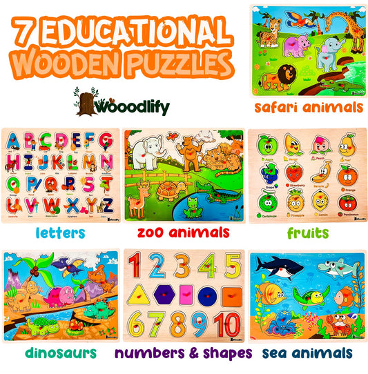 WOOODLIFY alphabet puzzle with chunky pieces supports early letter recognition