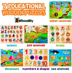WOOODLIFY alphabet puzzle with chunky pieces supports early letter recognition