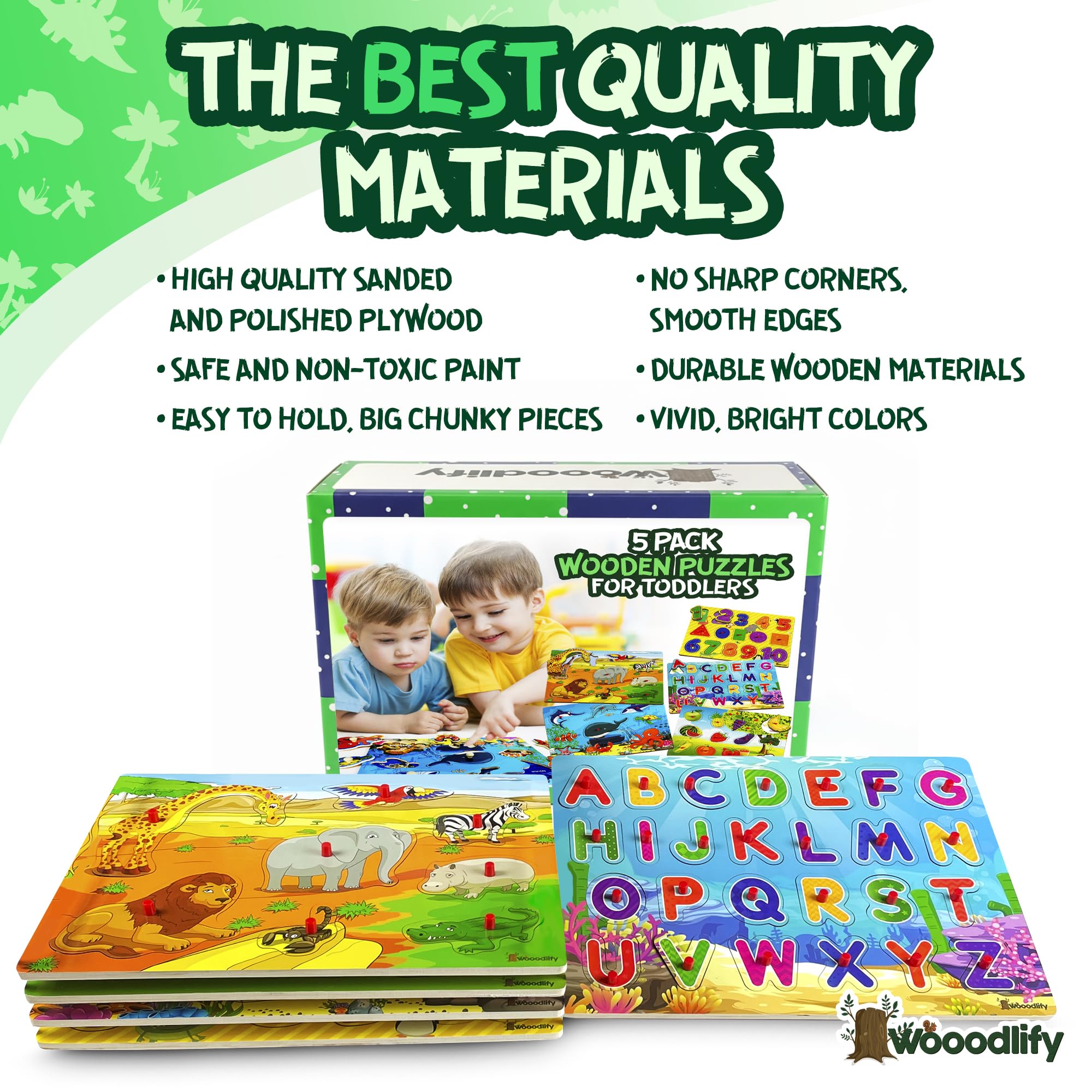 WOOODLIFY alphabet puzzle for toddlers supports early literacy with colorful letter pegs
