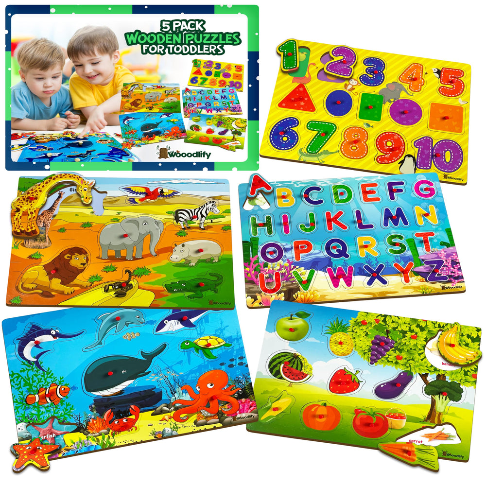 WOOODLIFY fruit puzzle for toddlers with bright pegs supports early recognition and fine motor skills