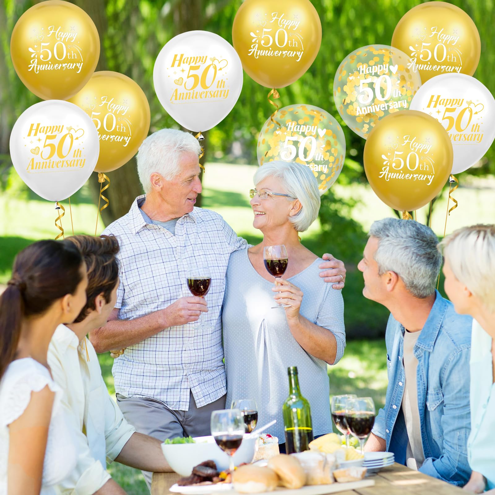 Woosytoo gold latex balloons create a sophisticated indoor or outdoor look
