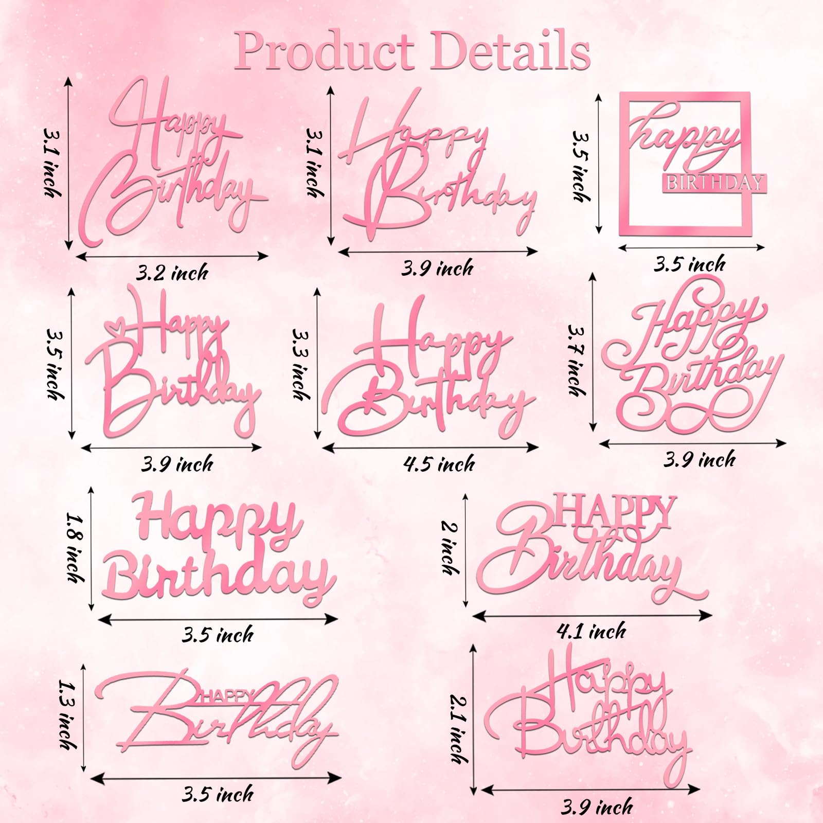 Wootkey Happy Birthday topper features double-sided design for vivid display on both sides.