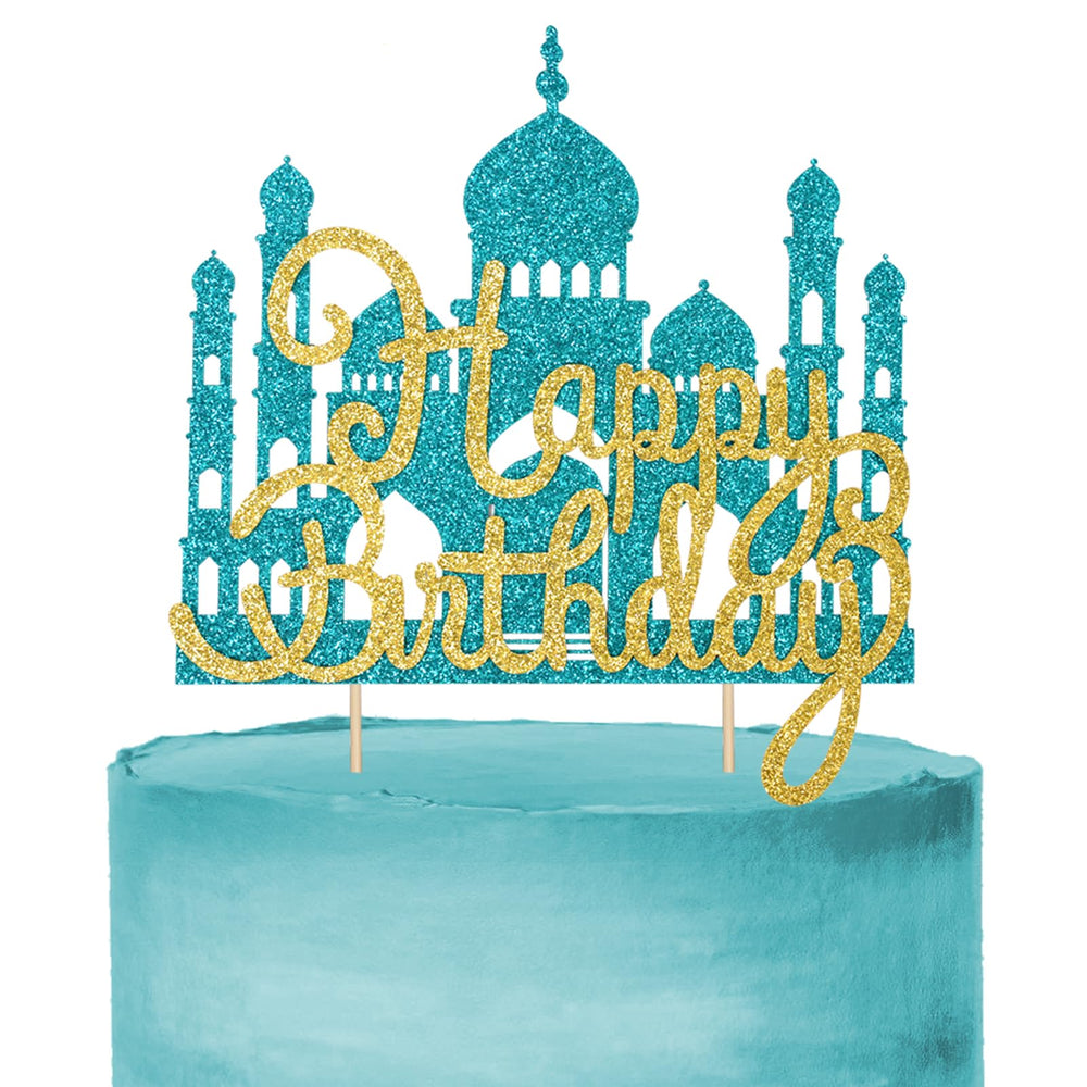 Wootkey lake blue princess cake topper assembly for a striking birthday centerpiece.