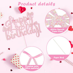 Wootkey light pink bow topper is reusable for multiple celebrations