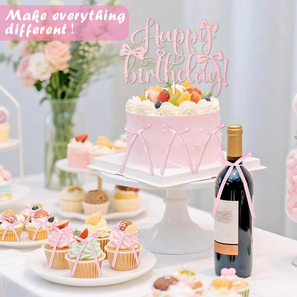 Wootkey pink bow toppers add instant glam to party treats