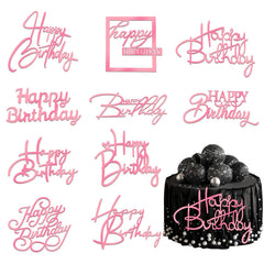 Wootkey pink mirror acrylic Happy Birthday topper doubles as a dazzling centerpiece.