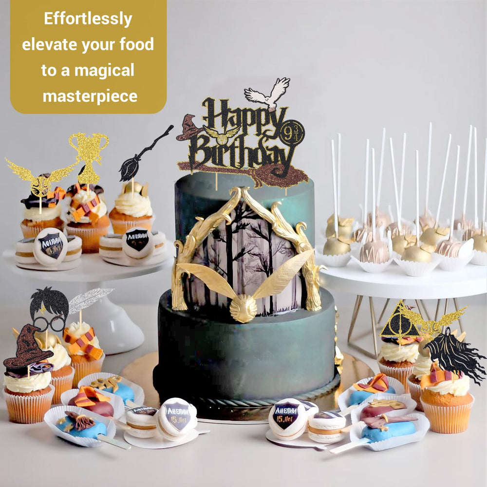 Wootkey wizard hat and owl design adds whimsical detail to the cake
