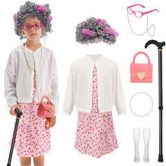 WooWee Kids Old Lady Costume cardigan detail for an authentic classroom look