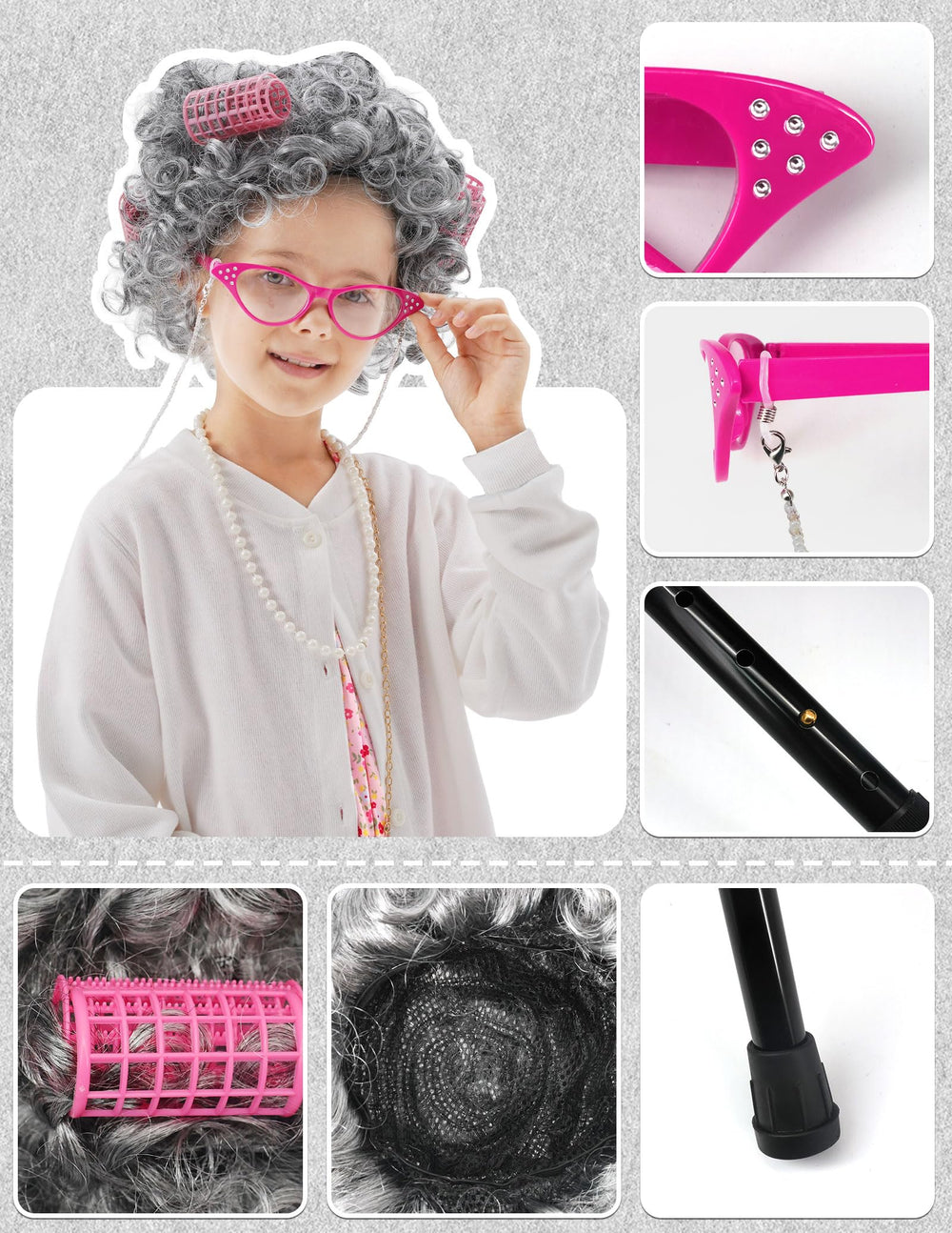 WooWee Kids Old Lady Costume crutch prop enhances character portrayal