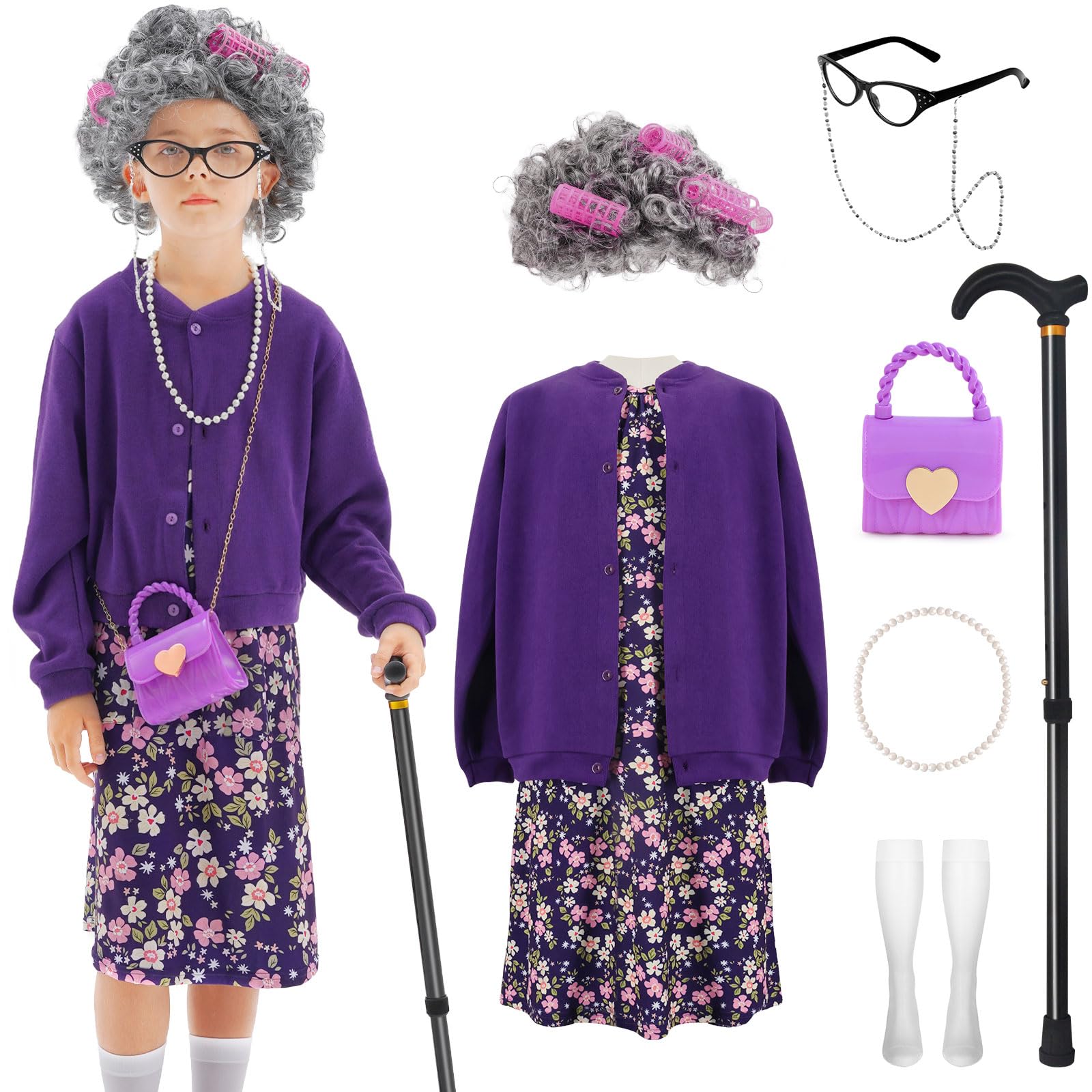 WooWee old lady costume cardigan for kids adds warmth and authenticity during celebrations.