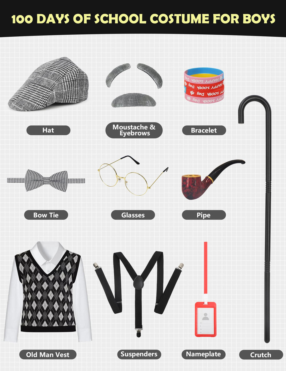 WooWee old-man-costume-pipe adds playful detail for classroom dress-up.