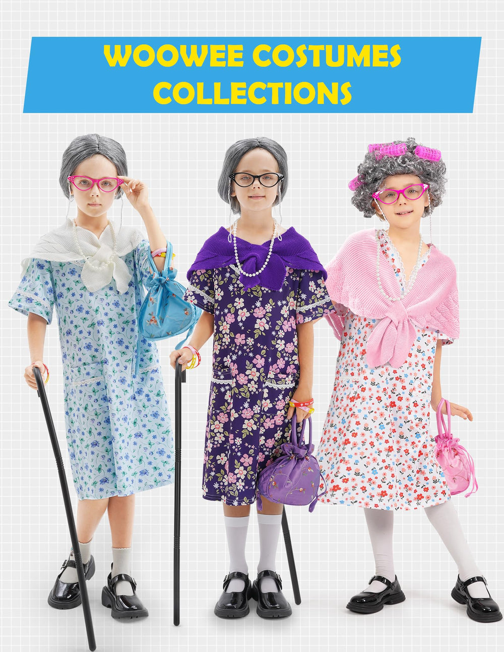 WooWee purple granny costume suitable for Halloween and events