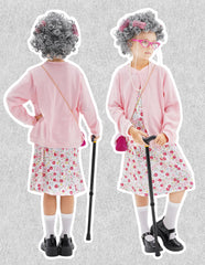 WooWee Kids 100days wig creates a playful, realistic grandma look for dress-up