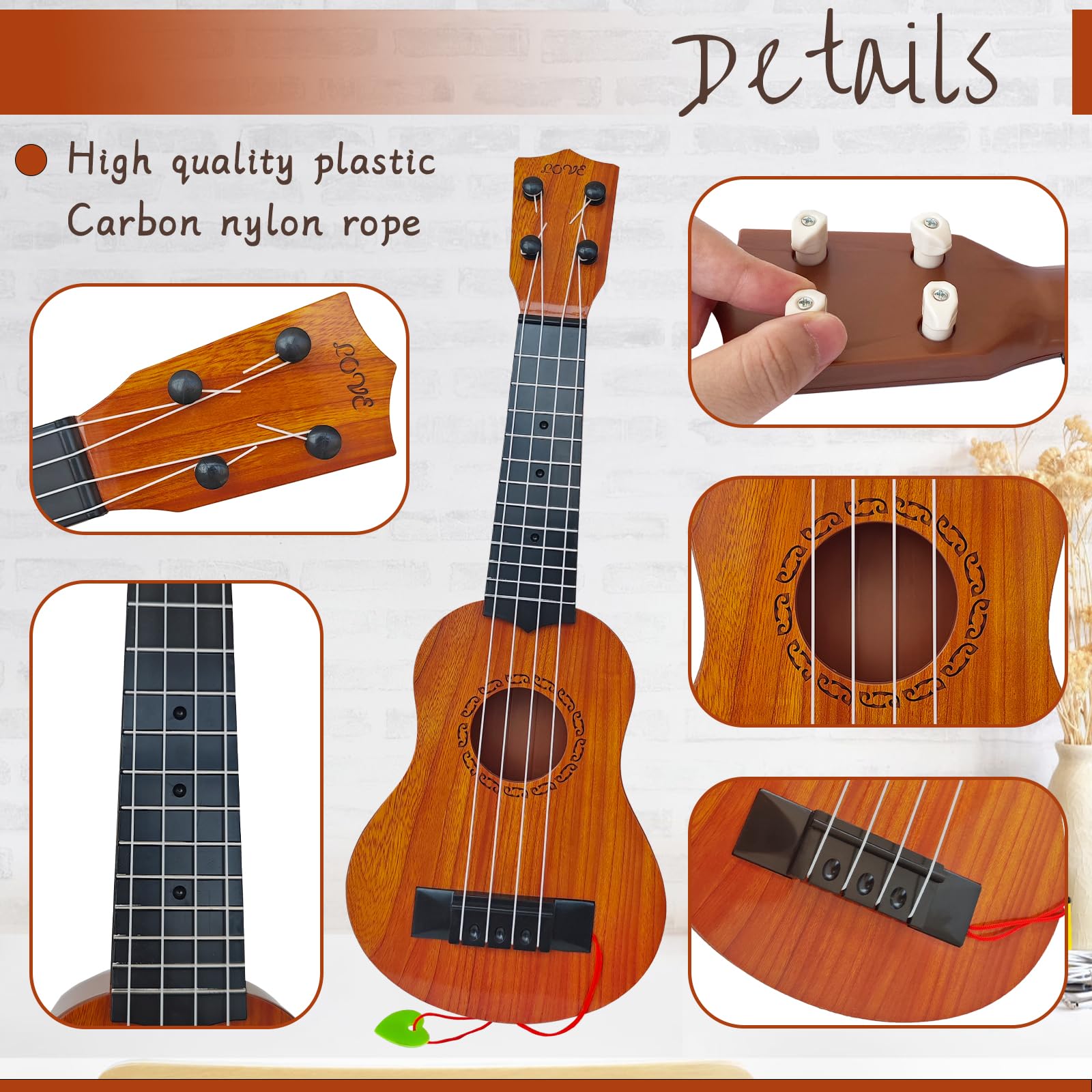 Woozettn four string classical toy guitar for simple rhythm exploration