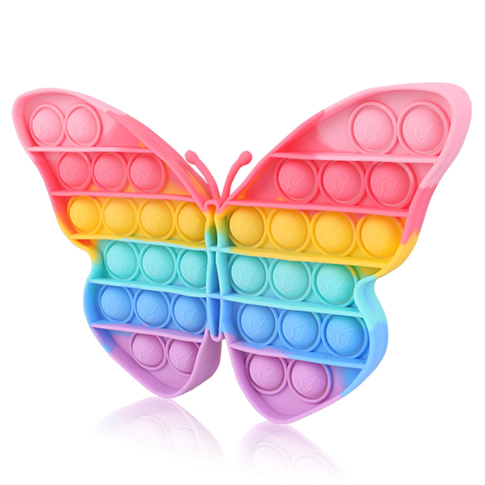 Woplagyreat butterfly push bubble toy back view, durable silicone for daily use.