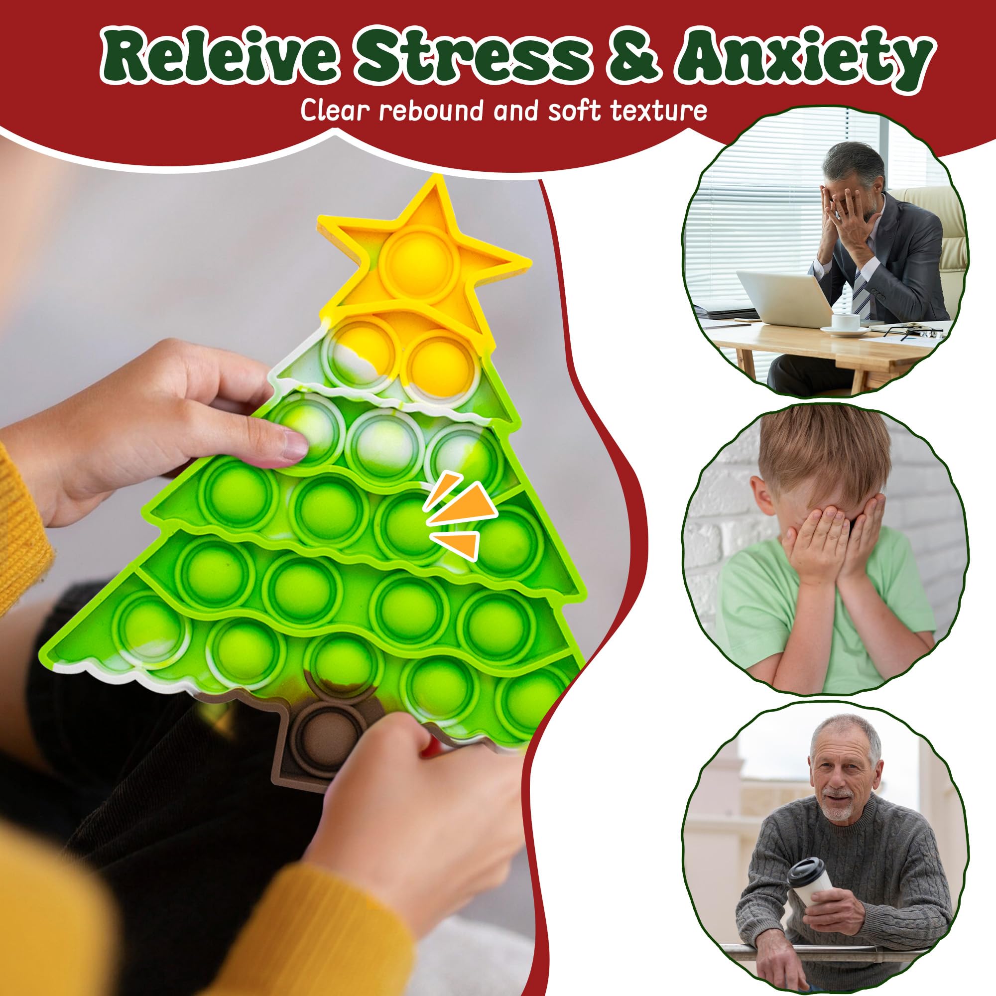 Woplagyreat Christmas Tree Fidget Toy silicone material designed for safe, durable play