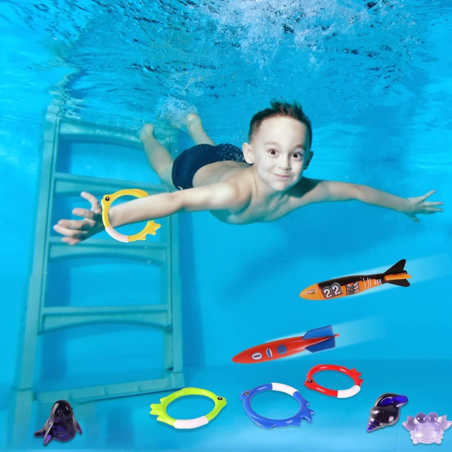 Woplagyreat diving sharks, safe design for energetic pool time