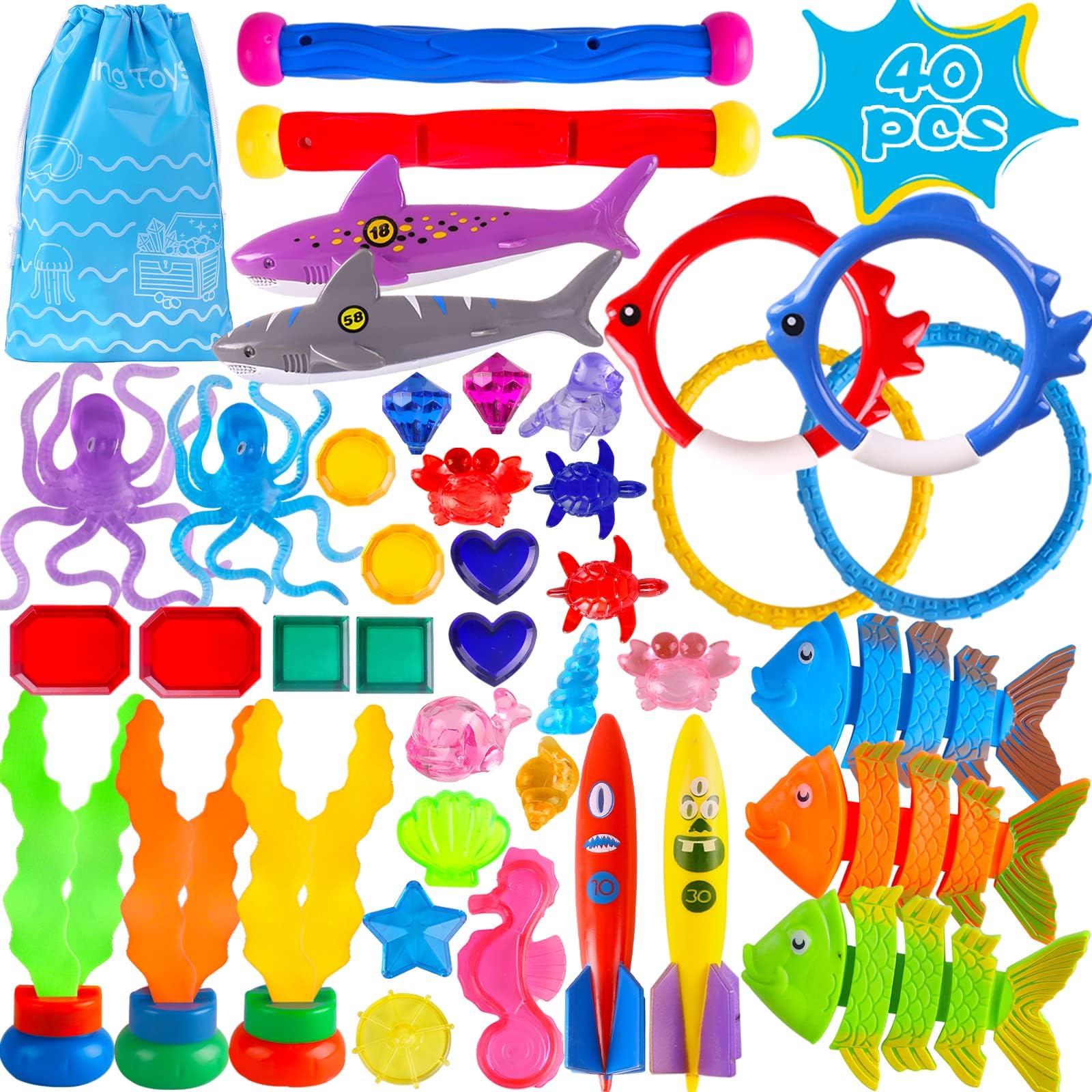 Woplagyreat diving toy rings for bright underwater retrieval