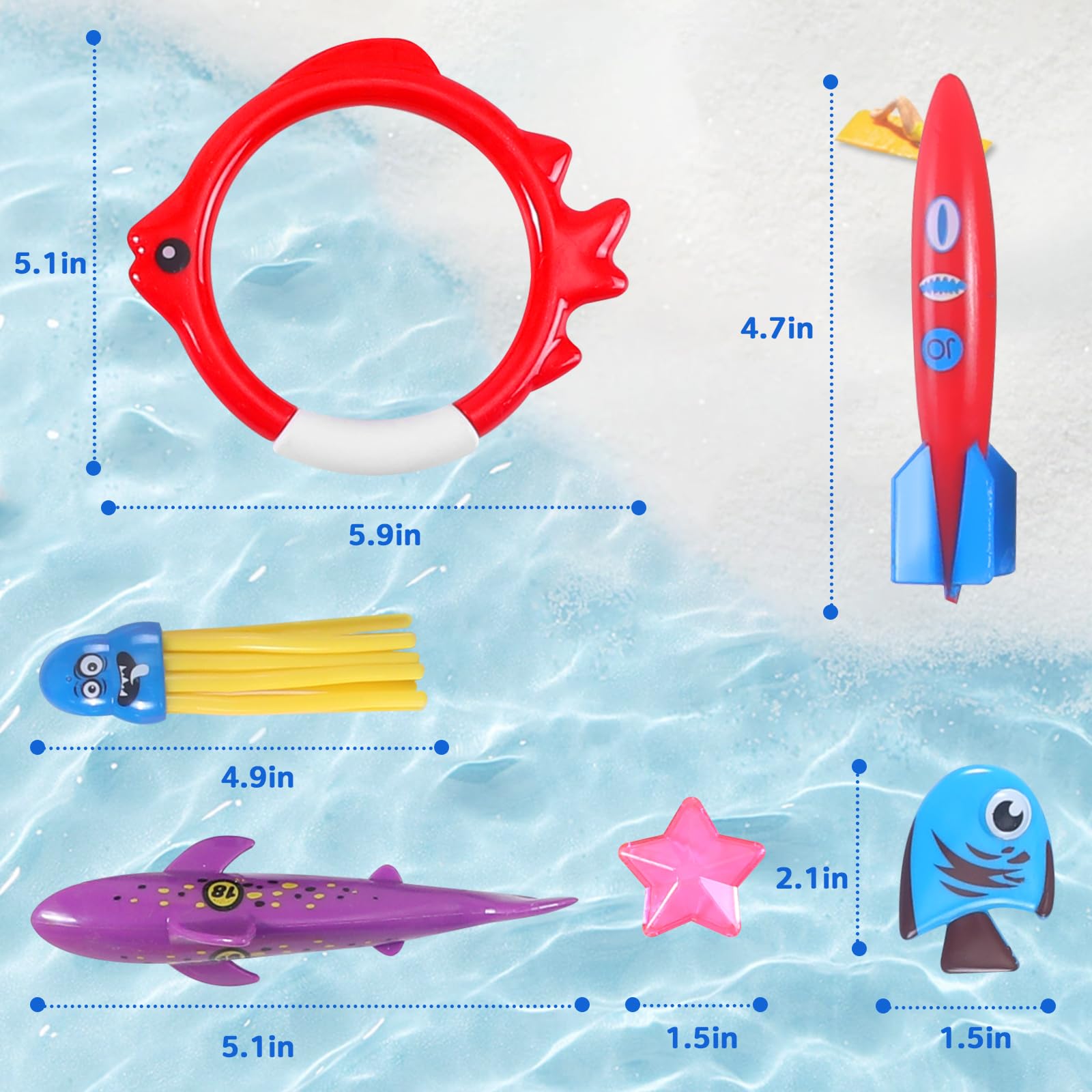 Woplagyreat fish rings for underwater treasure hunts and play.