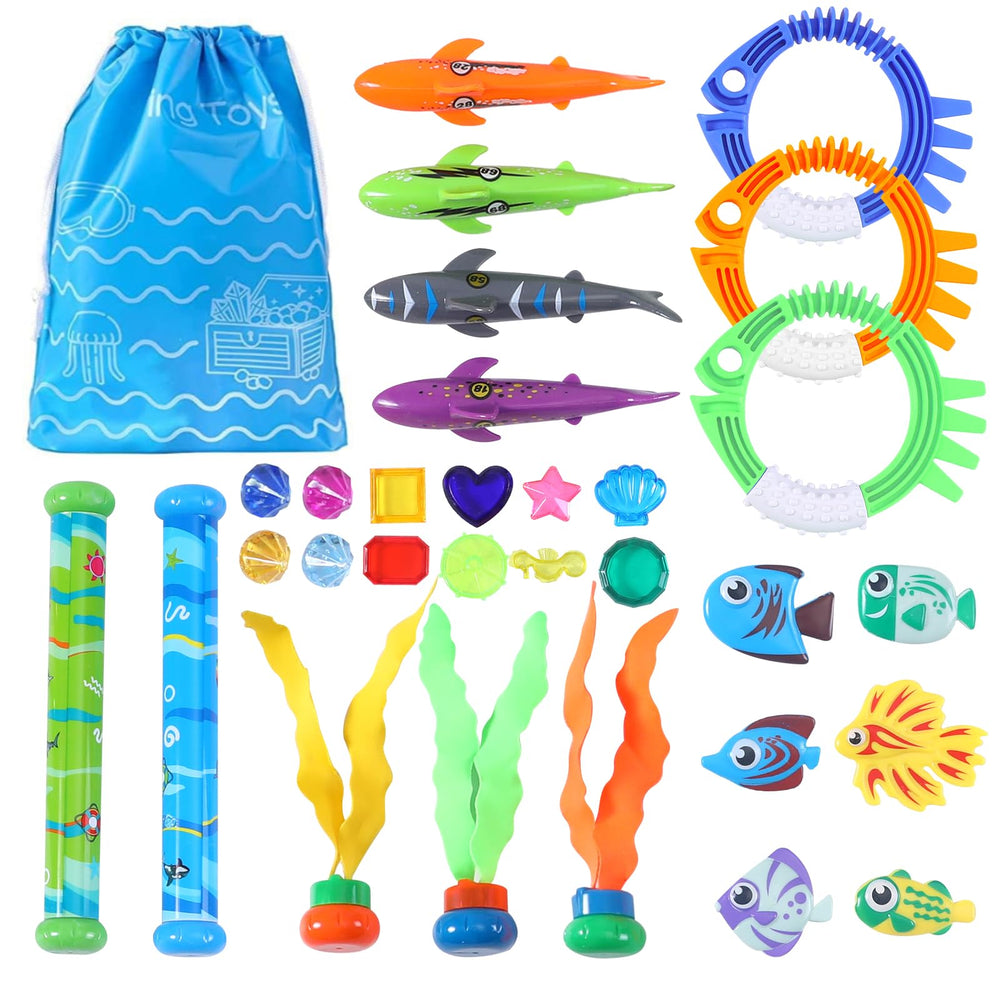 Woplagyreat pool diving toys with storage bag for easy organization.