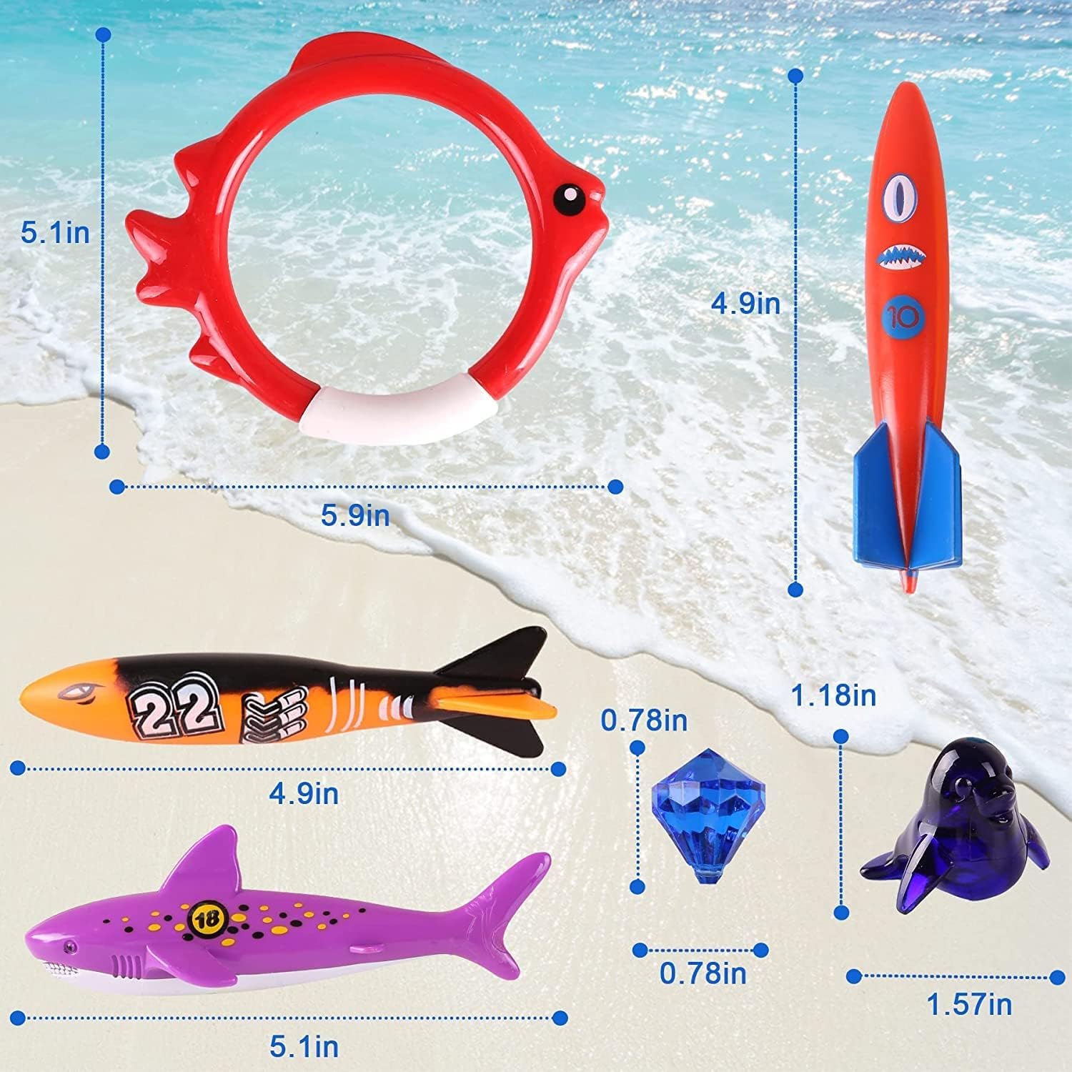 Woplagyreat torpedo pool toy, bright color helps quick underwater locating